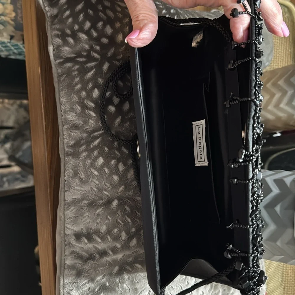 Elegant Black Beaded Clutch